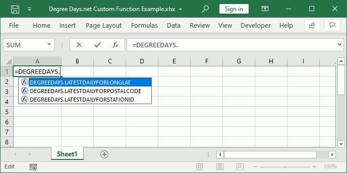 Excel Custom Function