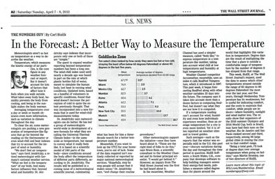 Wall Street Journal article about temperature data and degree days
